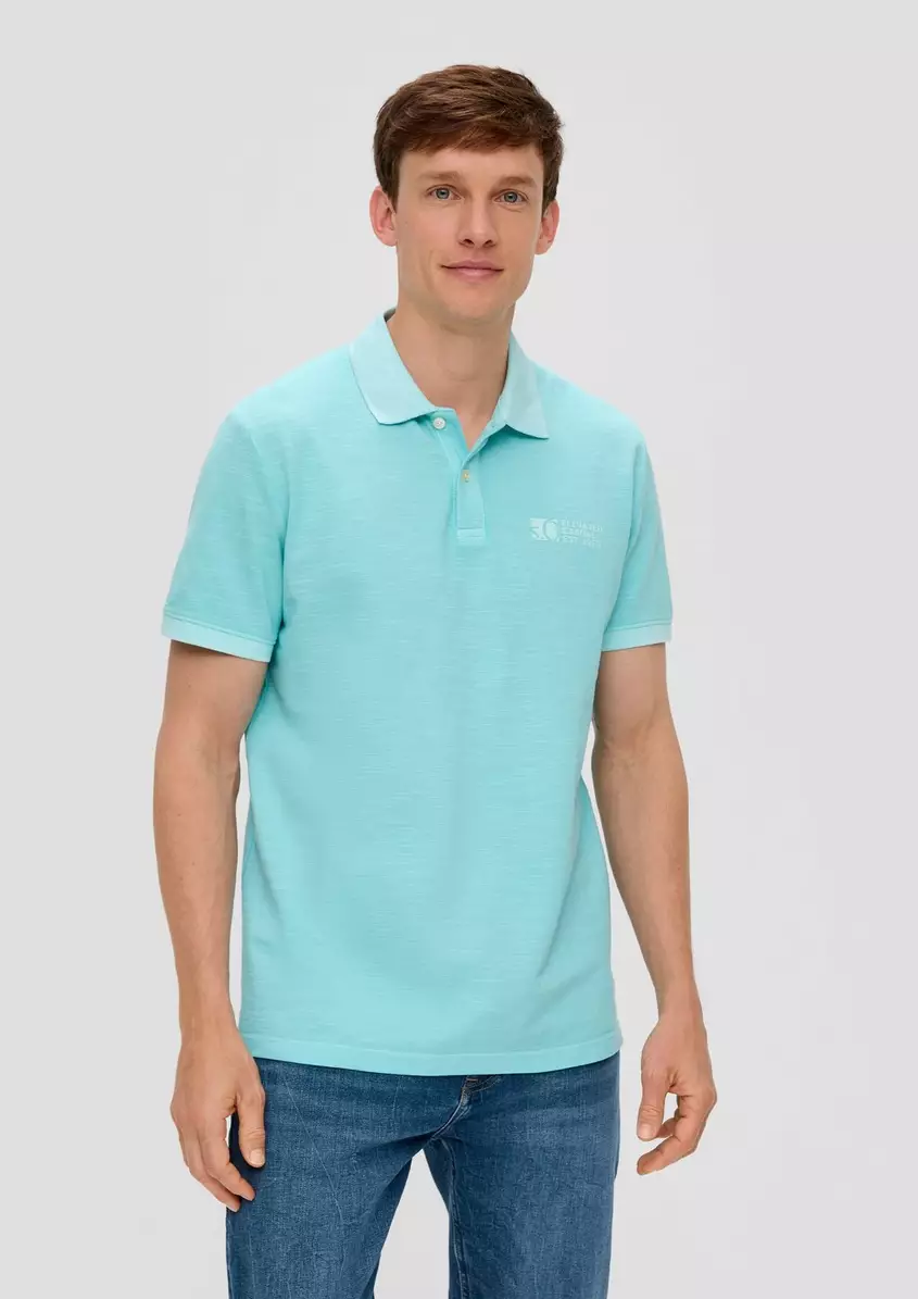 Poloshirt mit PiquÃªstruktur und Logo-Print
