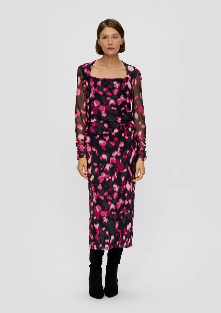 Mesh-Kleid mit Raffung