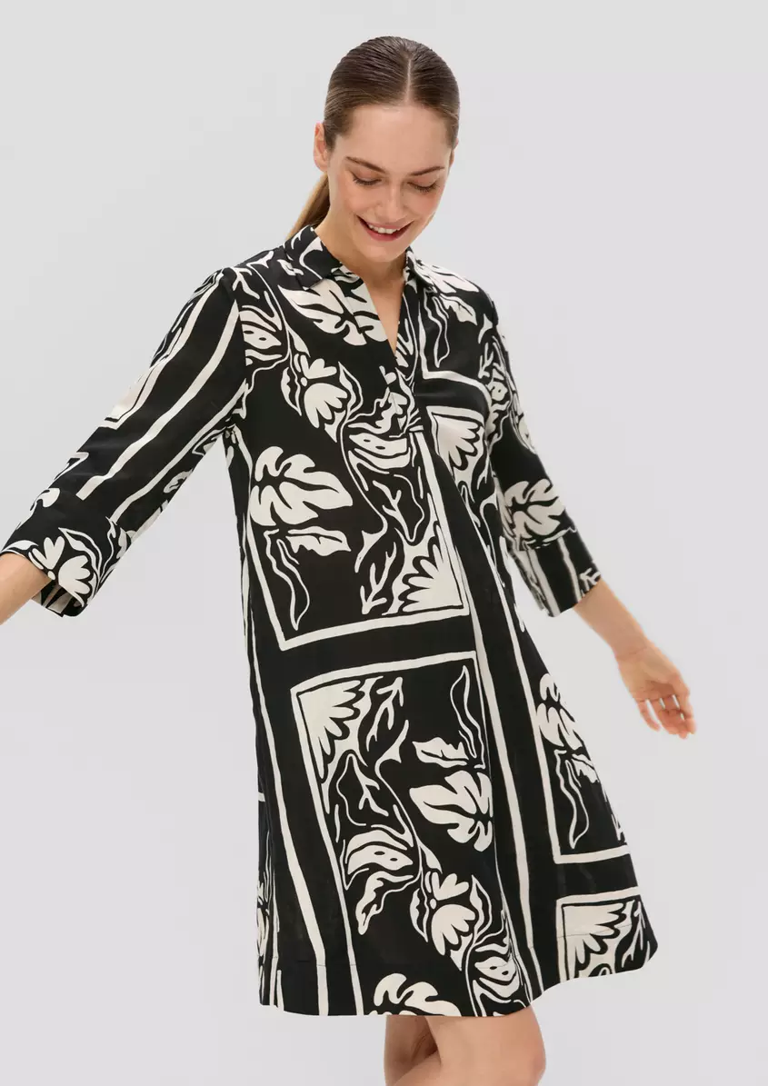 Kurzes Kleid aus Leinenmix mit Eingrifftaschen