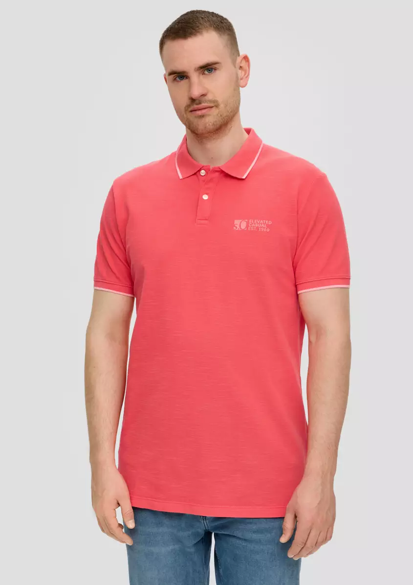 Poloshirt mit PiquÃªstruktur und Logo-Print