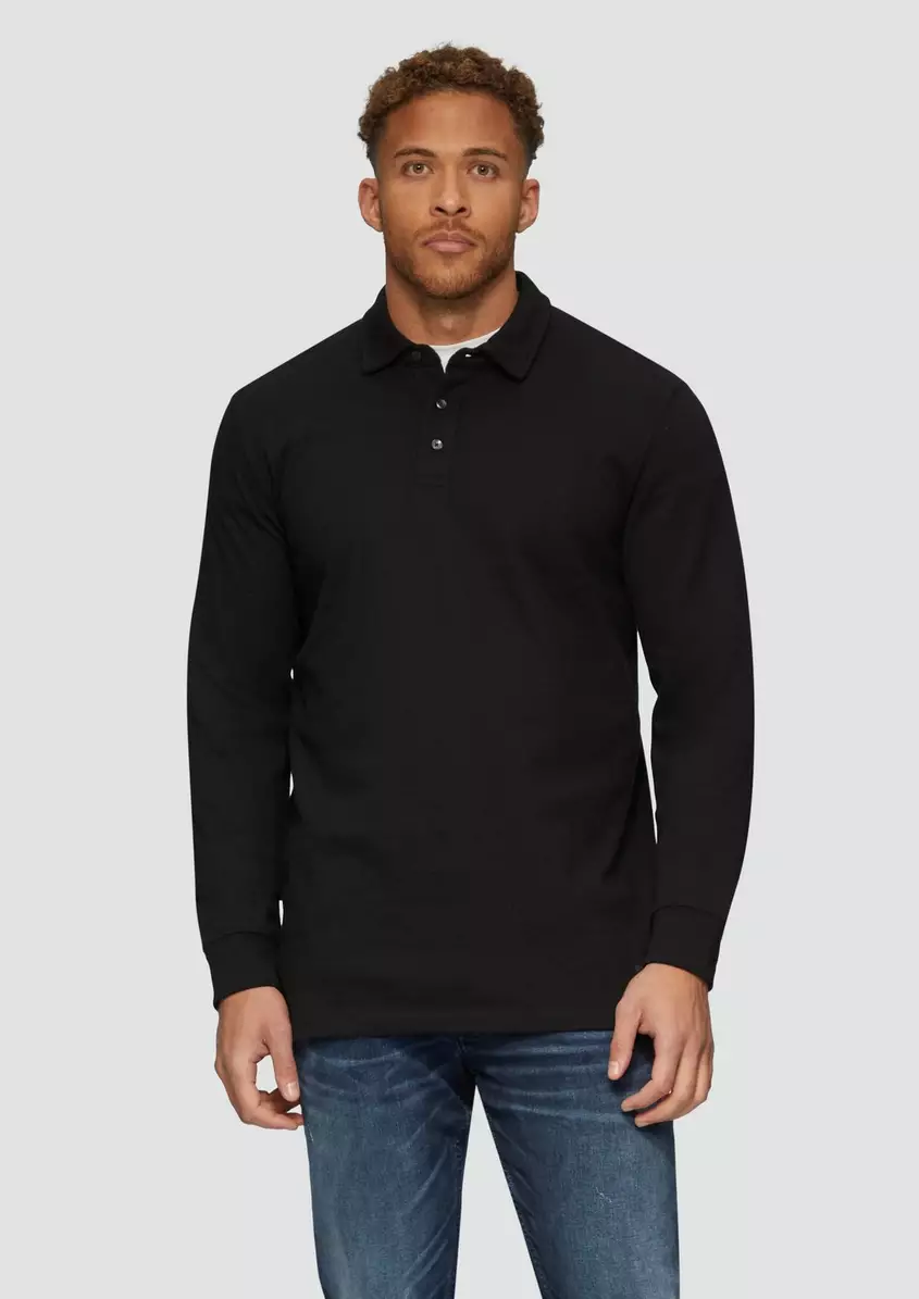 Strukturiertes Langarm-Poloshirt im Relaxed Fit
