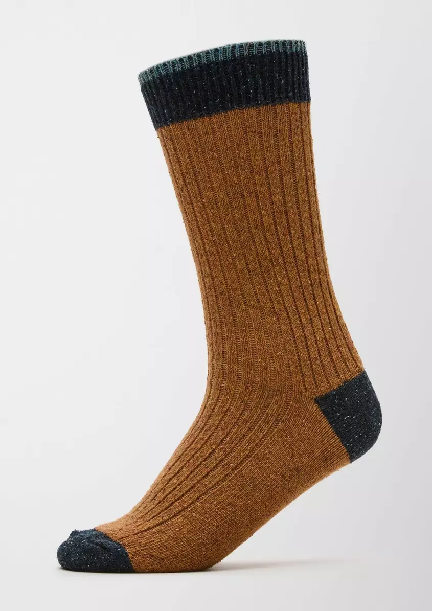 Melierte Stricksocken aus Woll-Seide-Mix