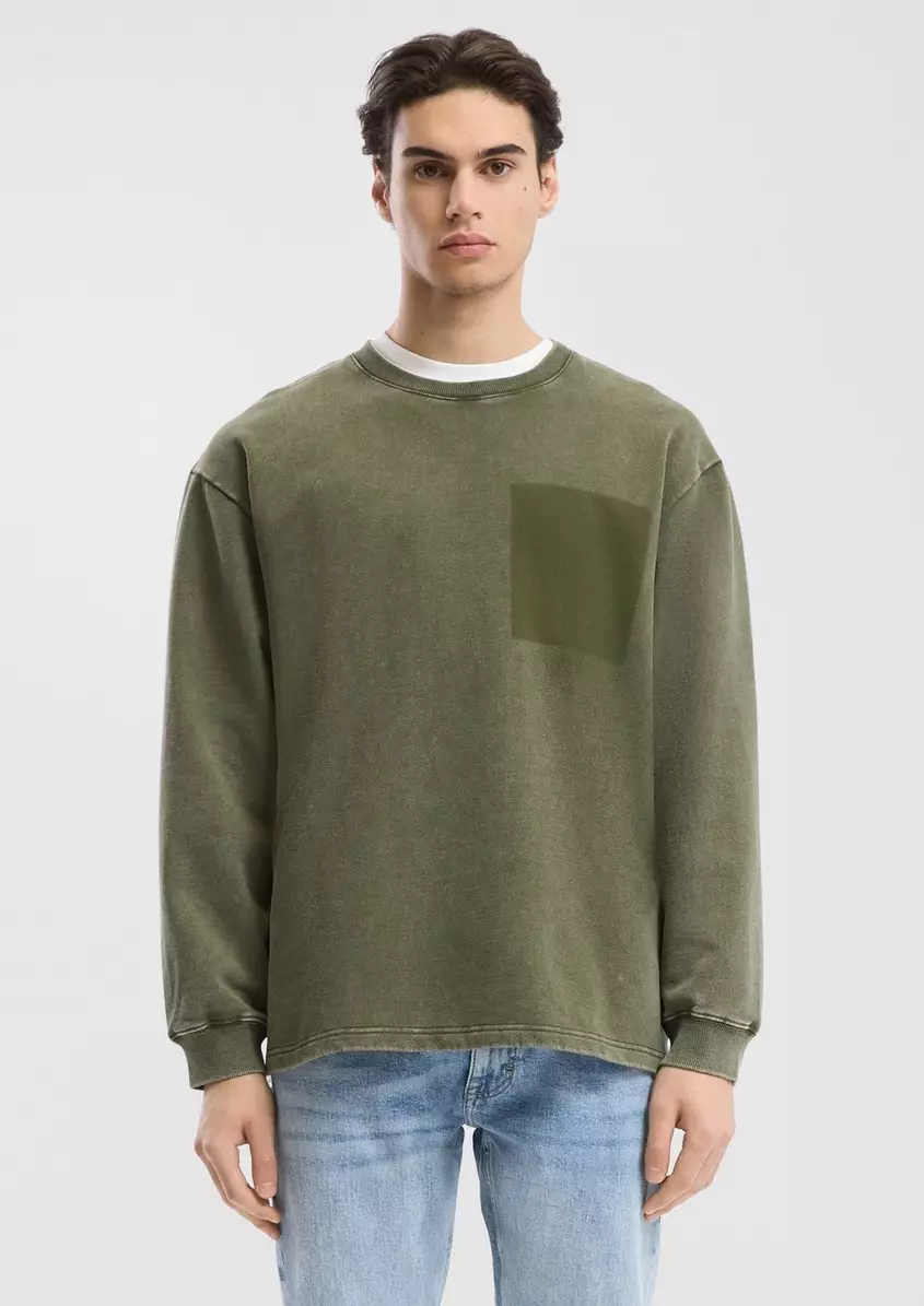 Gewaschenes Sweatshirt mit Kontrast-Detail