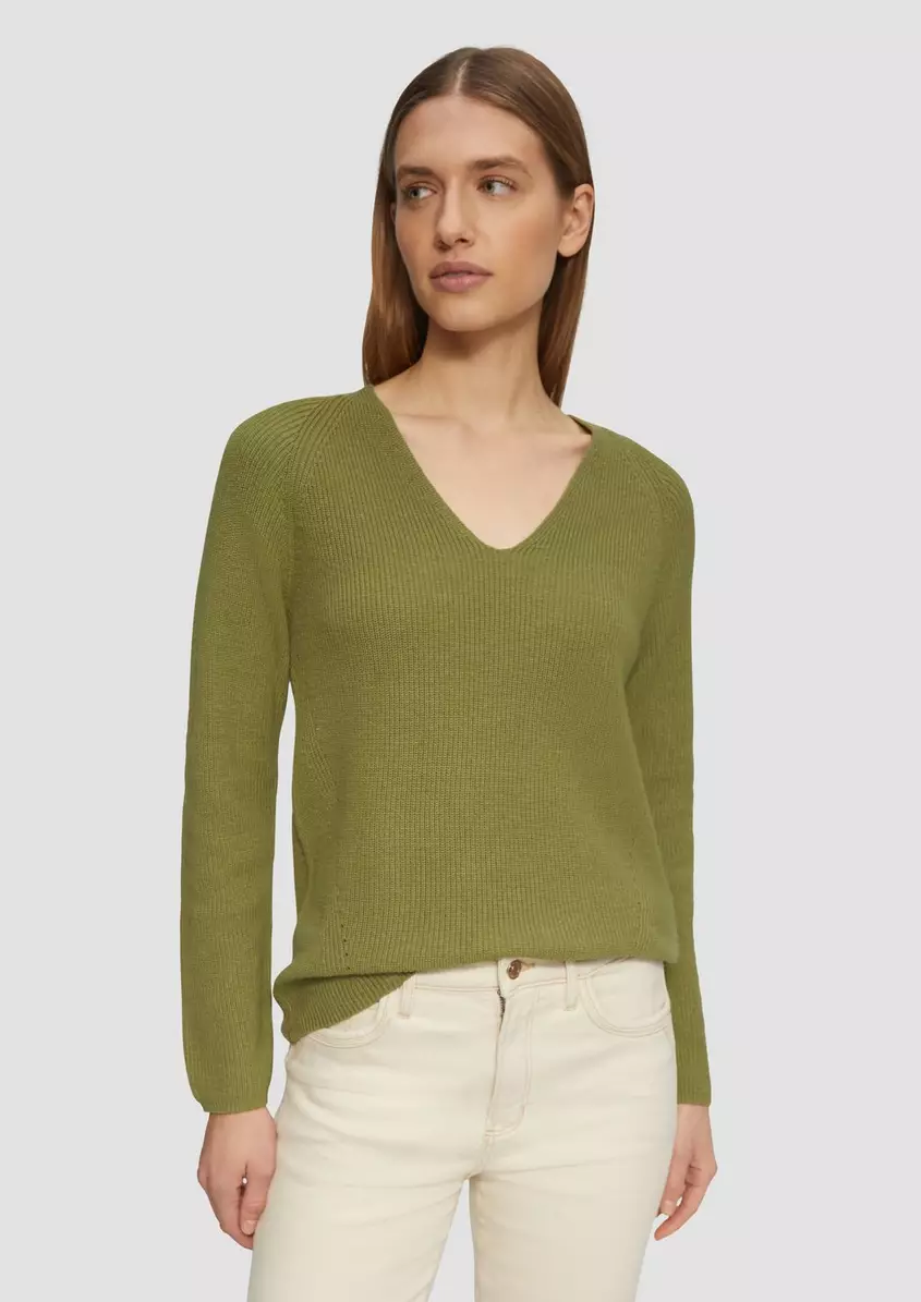 Strickpullover mit V-Ausschnitt und Raglan-Ãrmeln