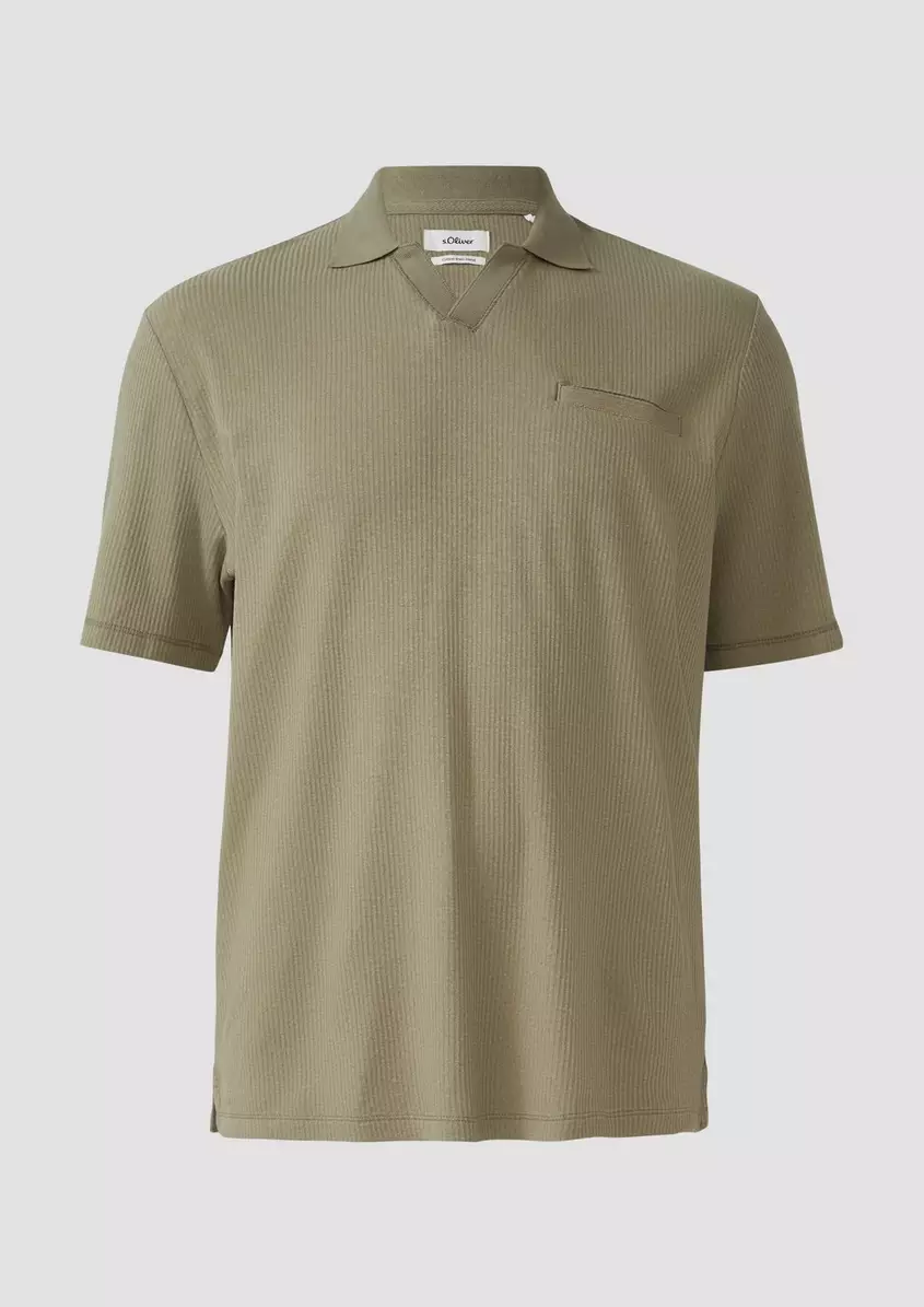 Poloshirt aus Leinenmix mit Brusttasche