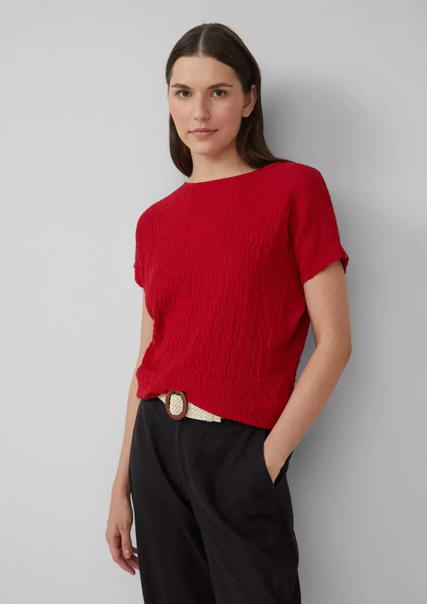 Strukturiertes T-Shirt aus Baumwollmix im Relaxed Fit