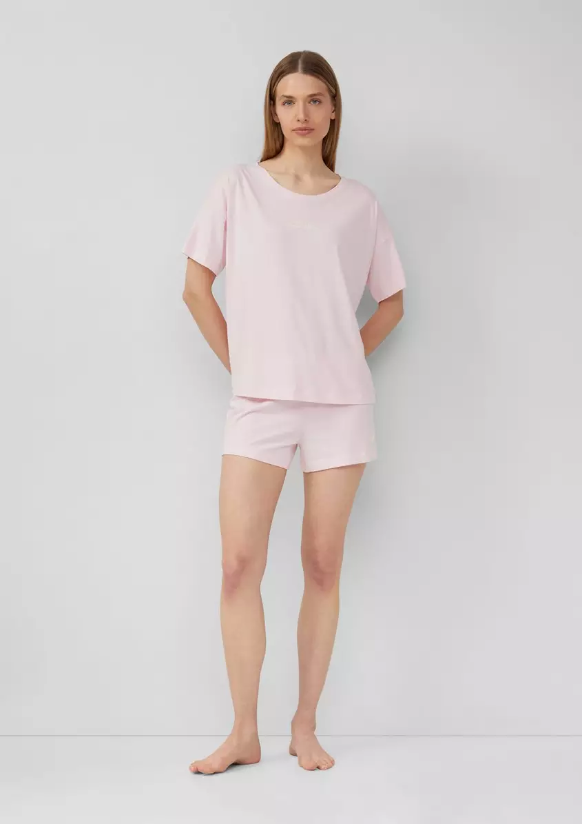 Kurzer Pyjama aus Baumwollmix mit Frontprint