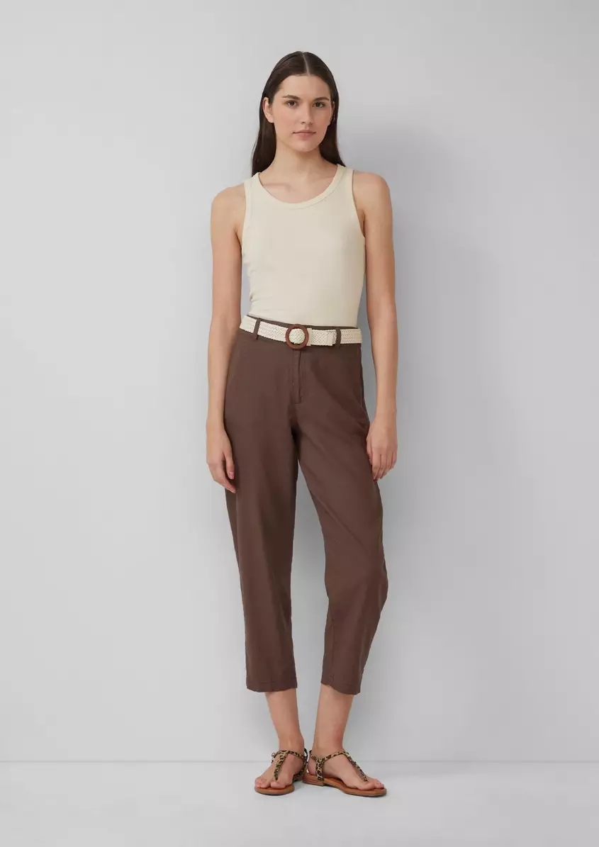 Cropped Chino aus Leinenmix mit geflochtenem GÃ¼rtel