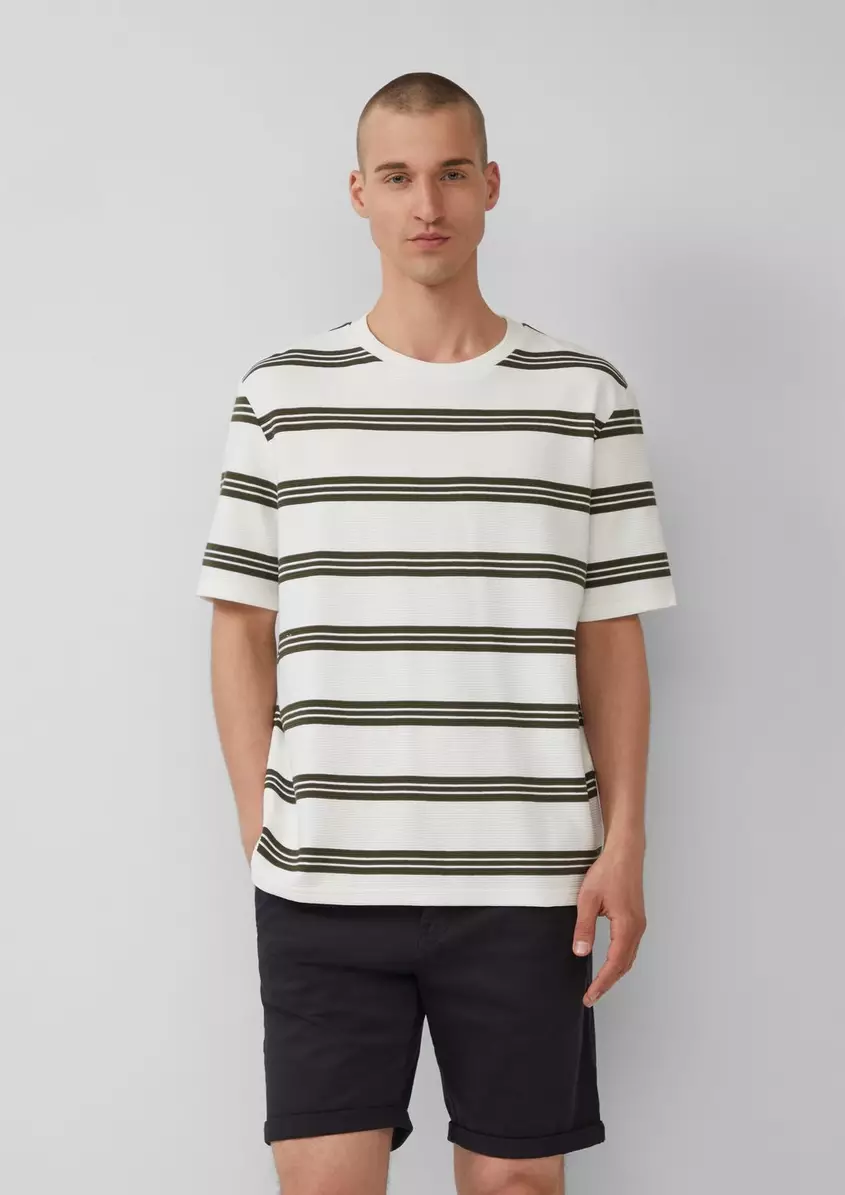 Strukturiertes Jersey-T-Shirt mit Streifen