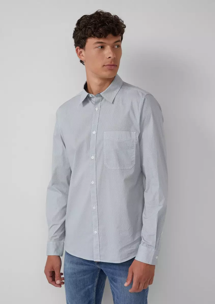 Slim Fit: Fein gemustertes Baumwollhemd mit Kentkragen
