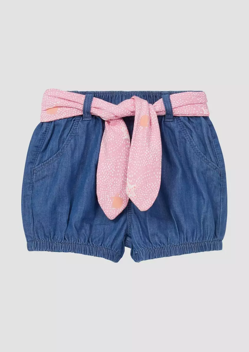 Baumwoll-Shorts in Denimoptik mit GÃ¼rtel