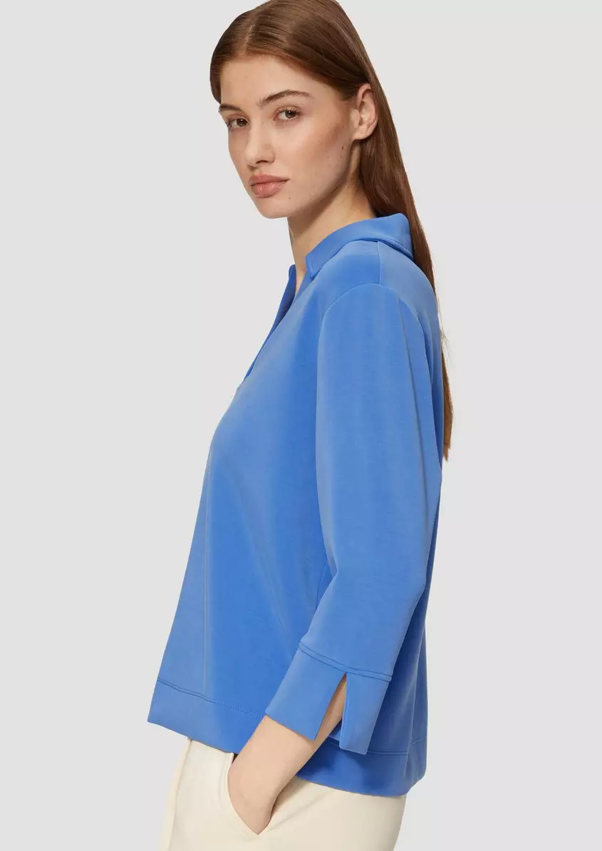 Sweatshirt aus Scuba mit Polokragen