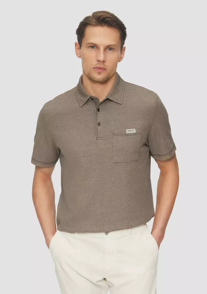 Poloshirt aus zweifarbigem WaffelpiquÃ© mit Brusttasche