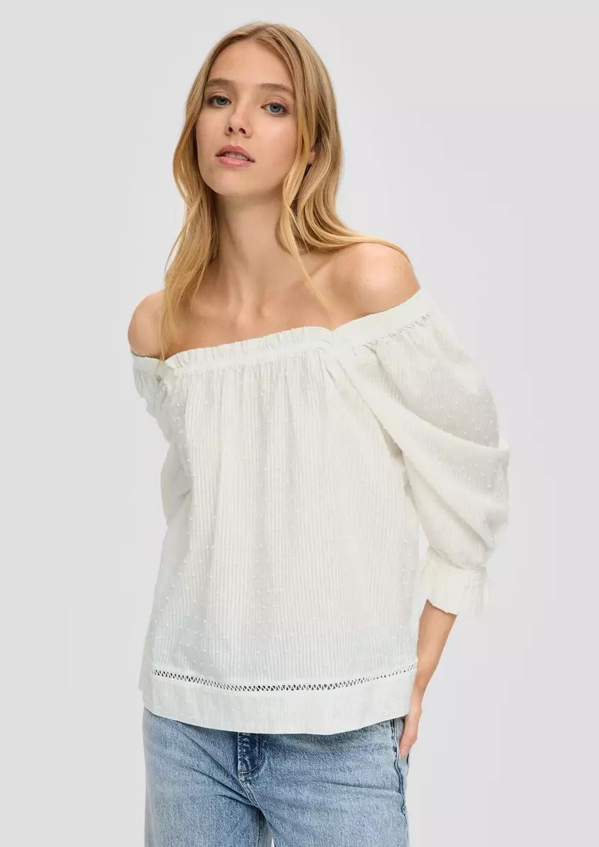 Off-Shoulder-Bluse mit Dobby-Struktur