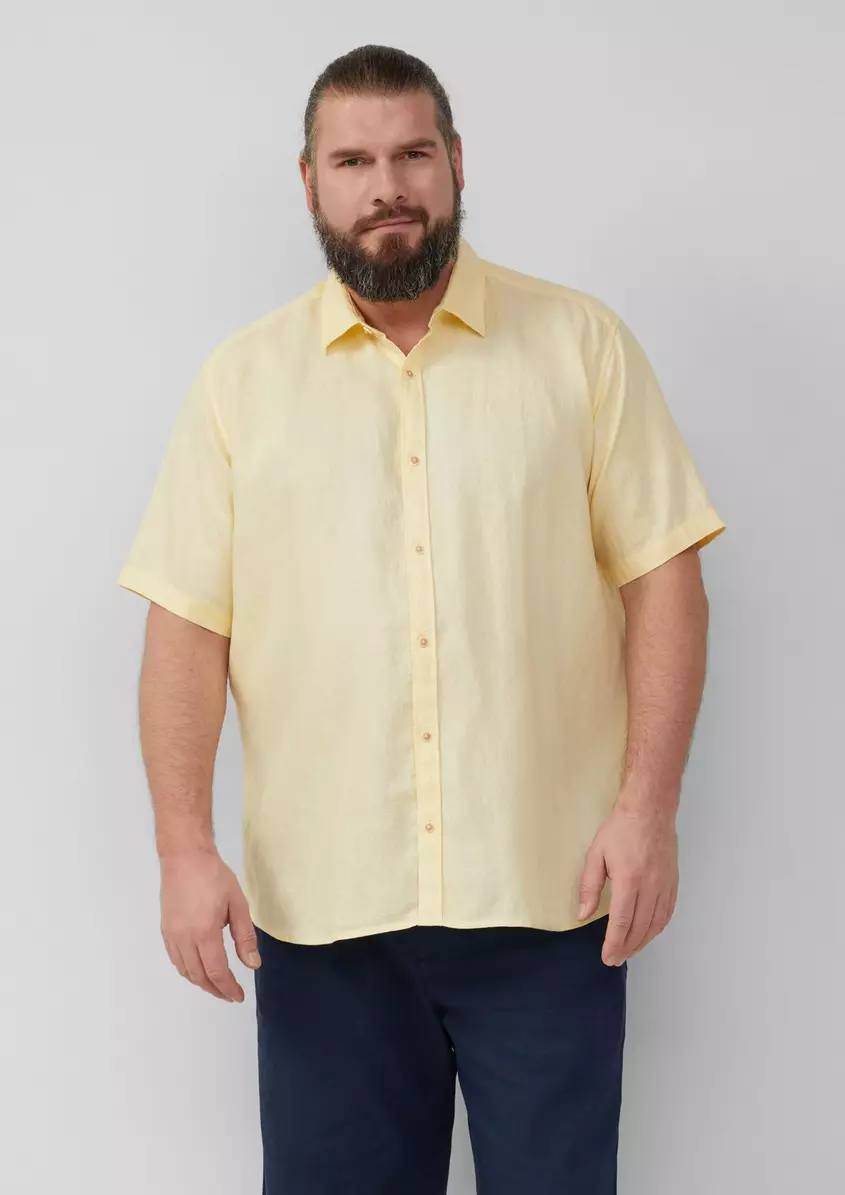 Regular Fit: Leichtes Kurzarmhemd aus 100% Leinen