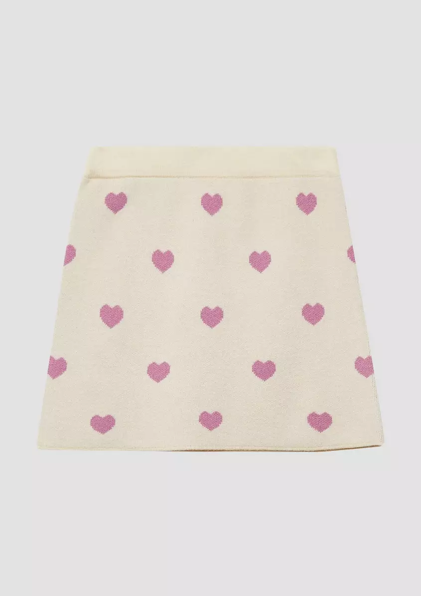 Kurzer Strickrock mit Herz-Muster