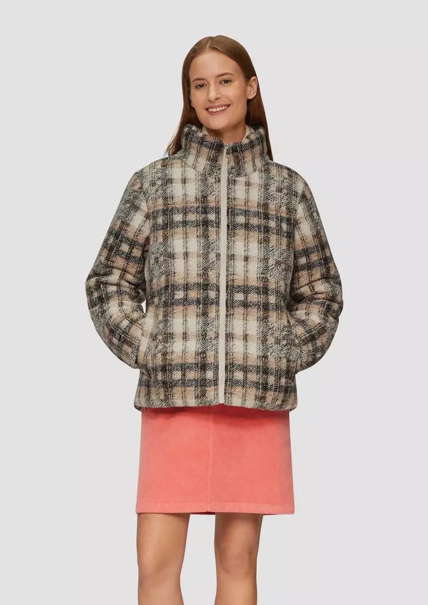 Karierte Pufferjacke in Woll-Optik