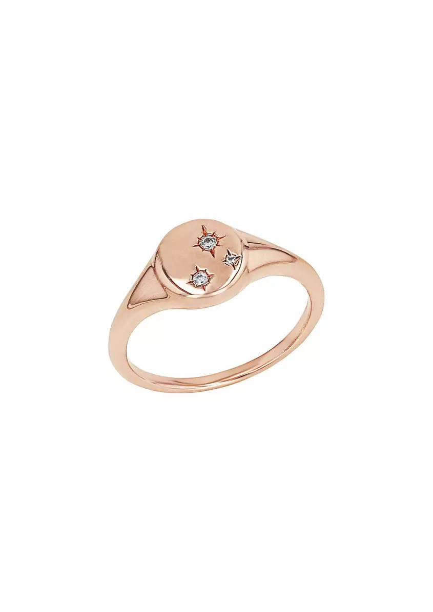 rosÃ©vergoldeter Silber-Ring mit Zirkonia-Steinen