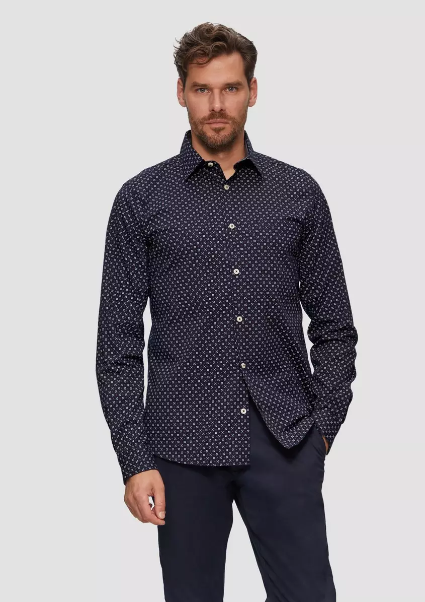 Slim Fit: Gemustertes Hemd aus Baumwollmix