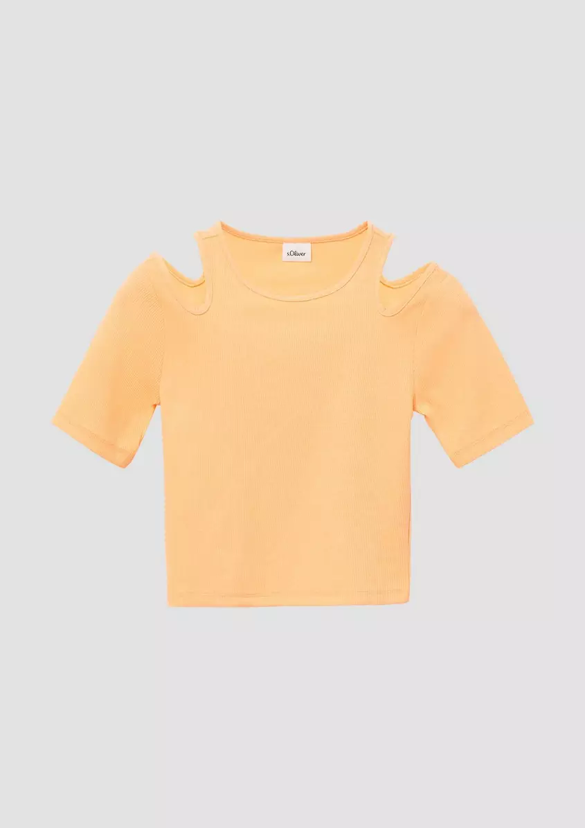 T-Shirt im Slim Fit aus Rippware mit Cut-outs