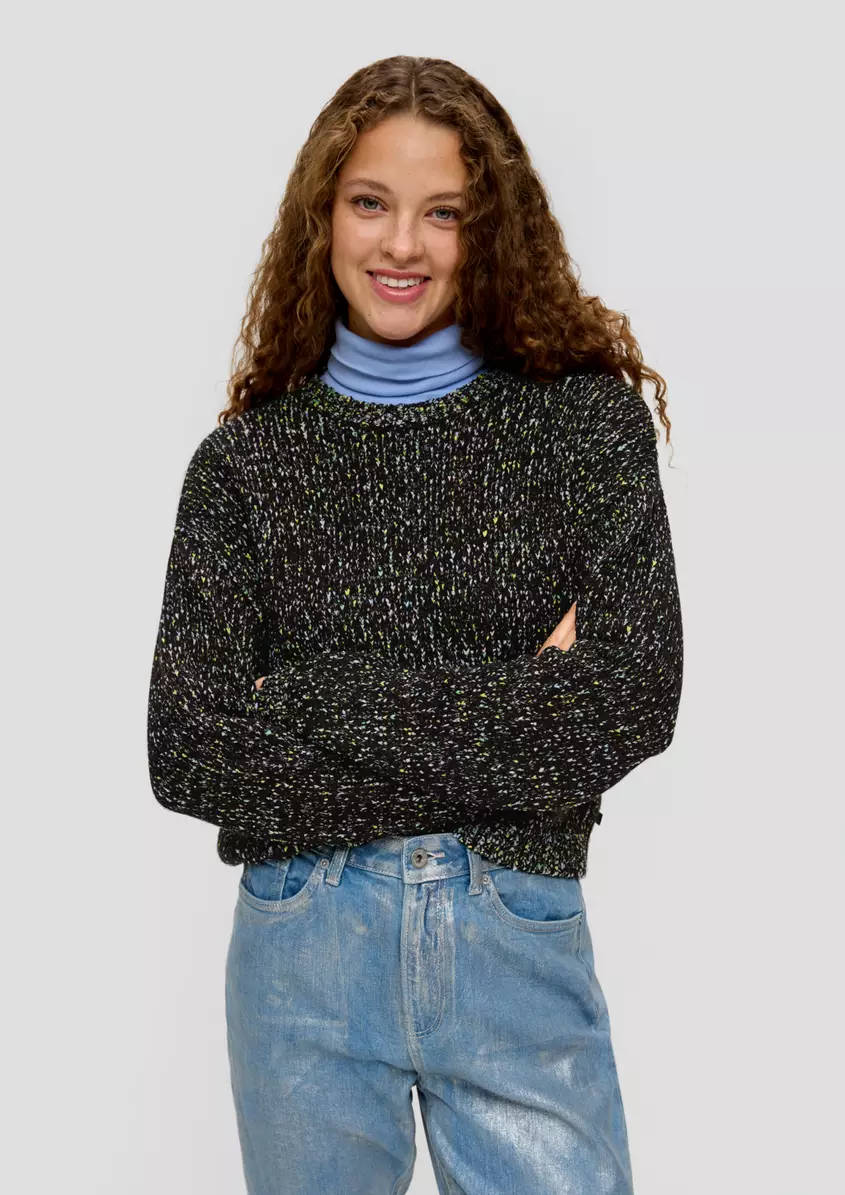 Mehrfarbiger Strickpullover mit Glitzergarn