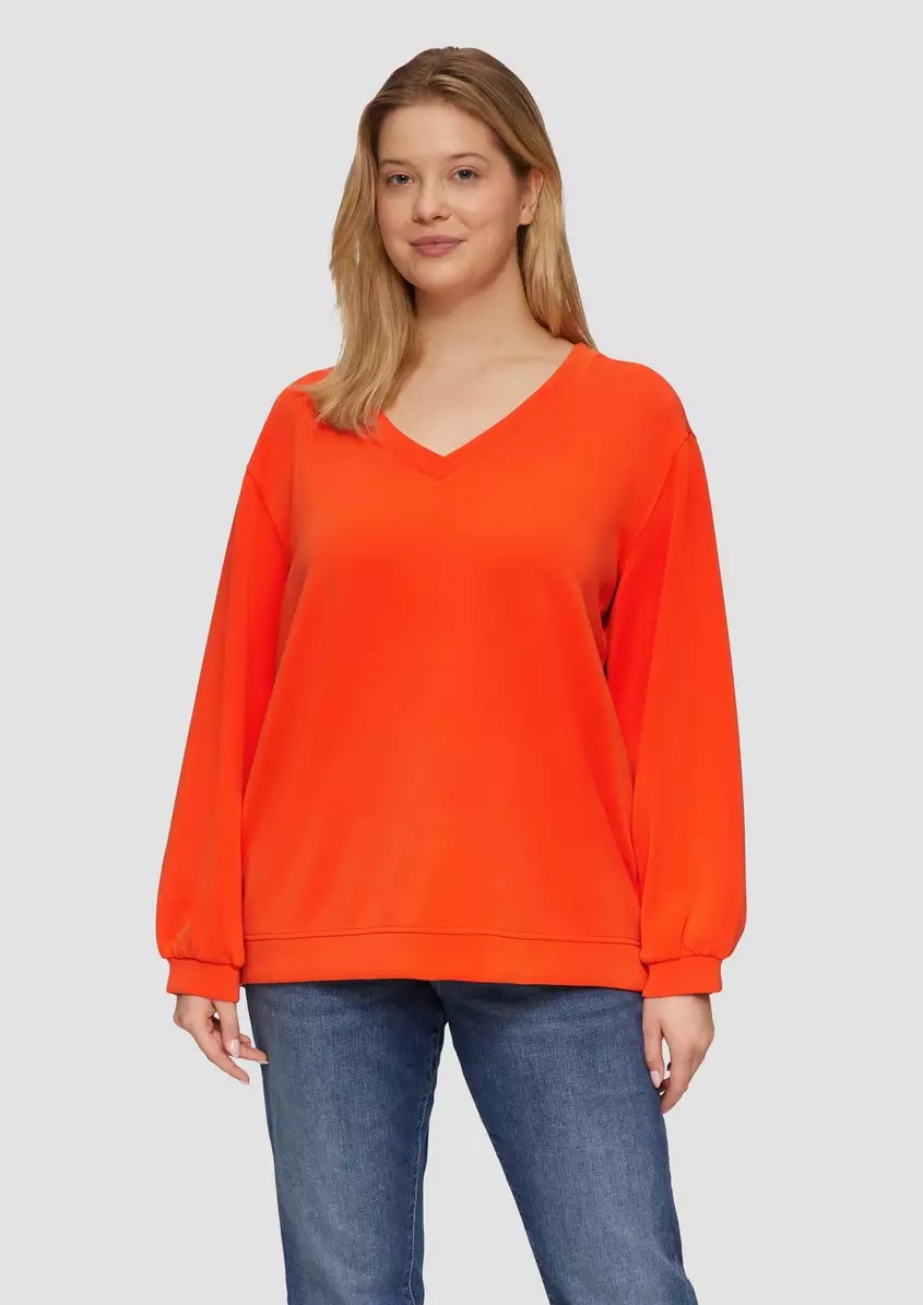 Scuba-Sweatshirt mit V-Ausschnitt