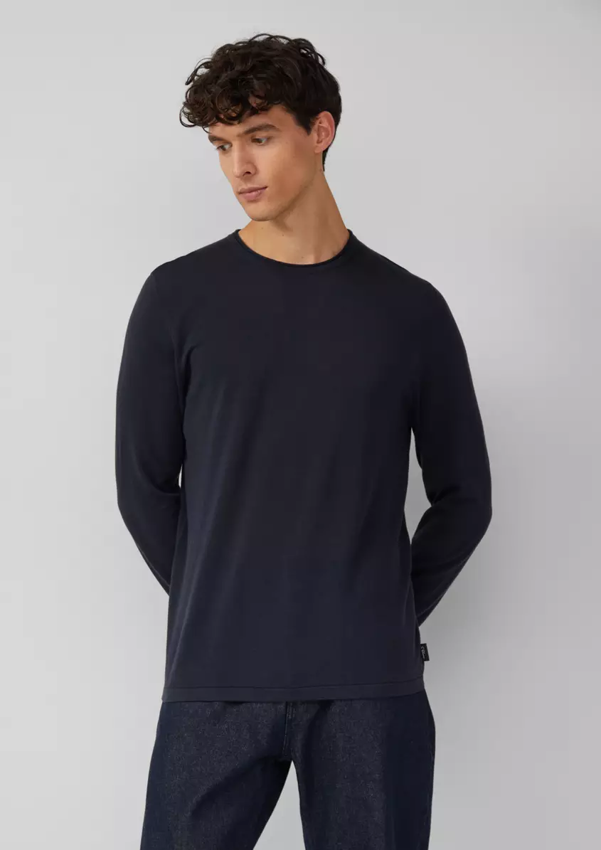 Leichter Feinstrick-Pullover aus reiner Baumwolle