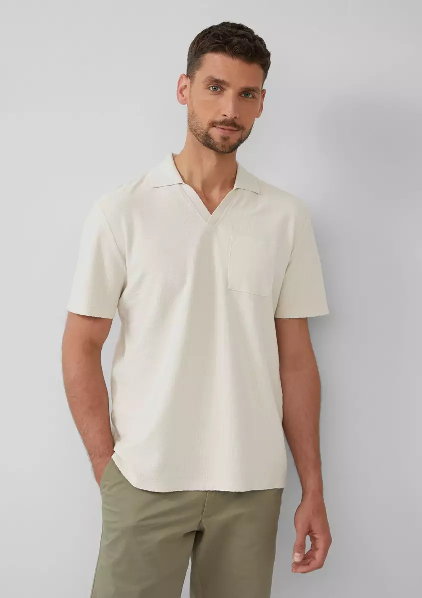 Poloshirt aus Struktur-Jersey mit Brusttasche