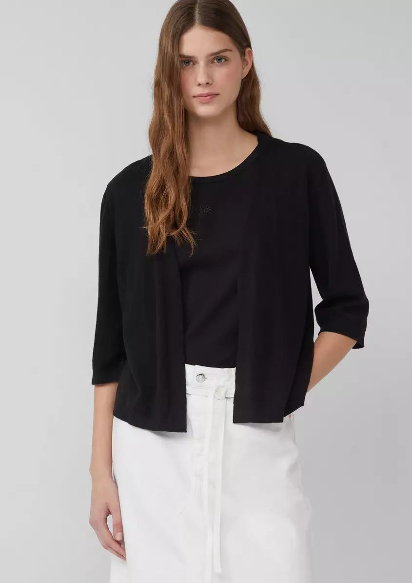 Feinstrickcardigan aus Baumwolle mit 3/4-Ãrmeln