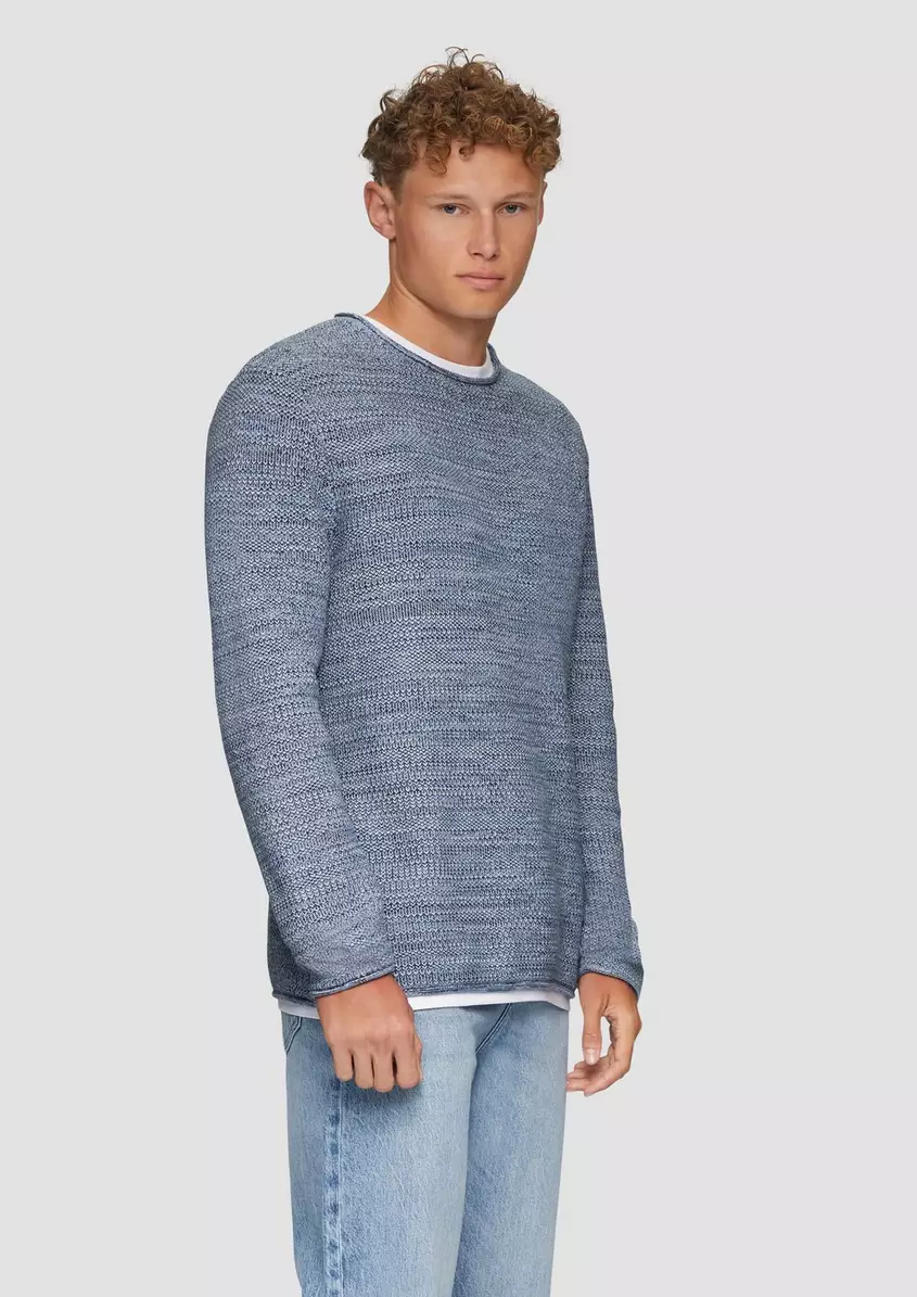 Melierter Strickpullover mit Layering-Detail