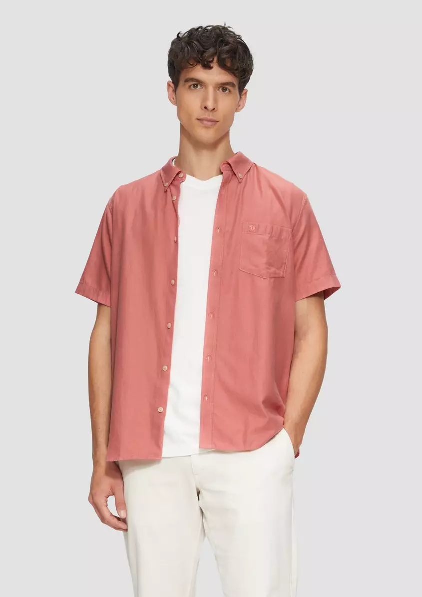 Regular Fit: Kurzarm-Hemd aus Lyocellmix mit Button-Down-Kragen
