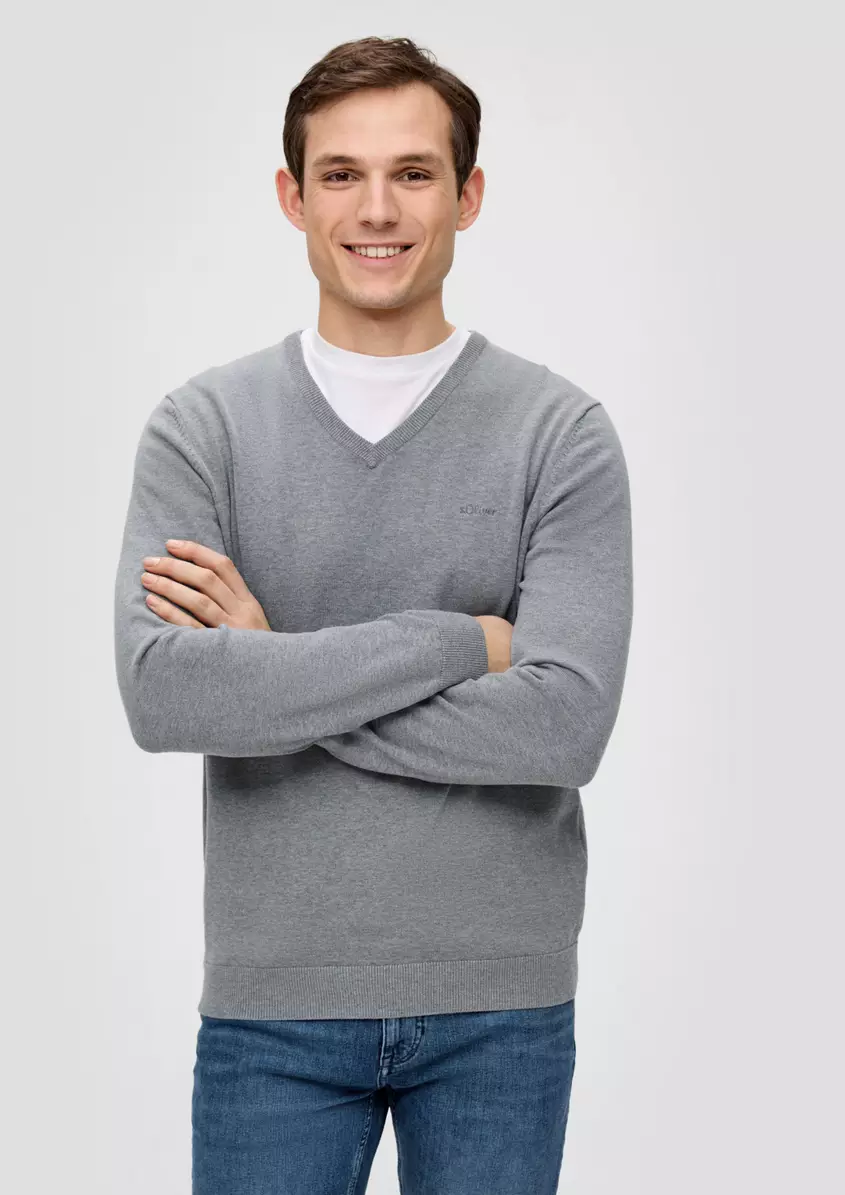 Strickpullover mit Logo-Stickerei