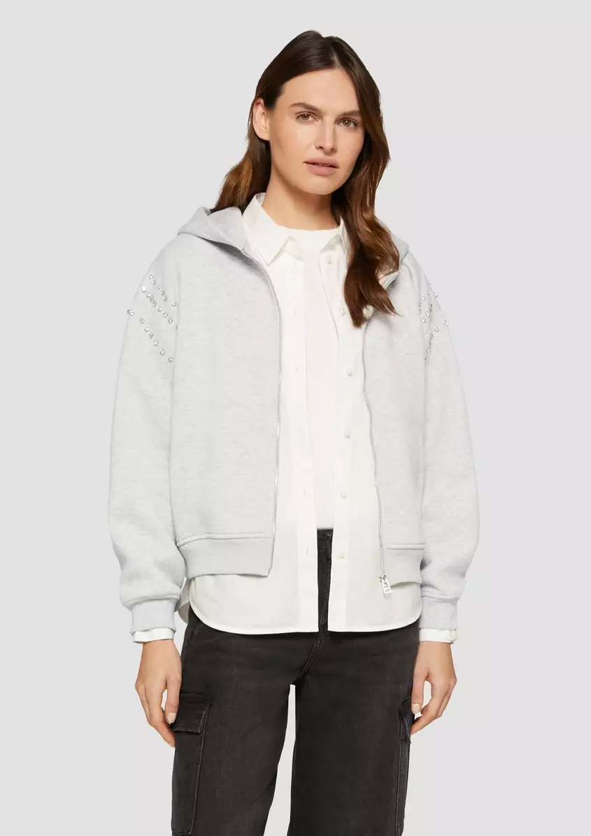 Kapuzen-Sweatshirt mit Schmucksteinen
