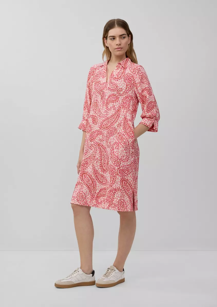 Strukturiertes Hemdblusenkleid mit Eingrifftaschen