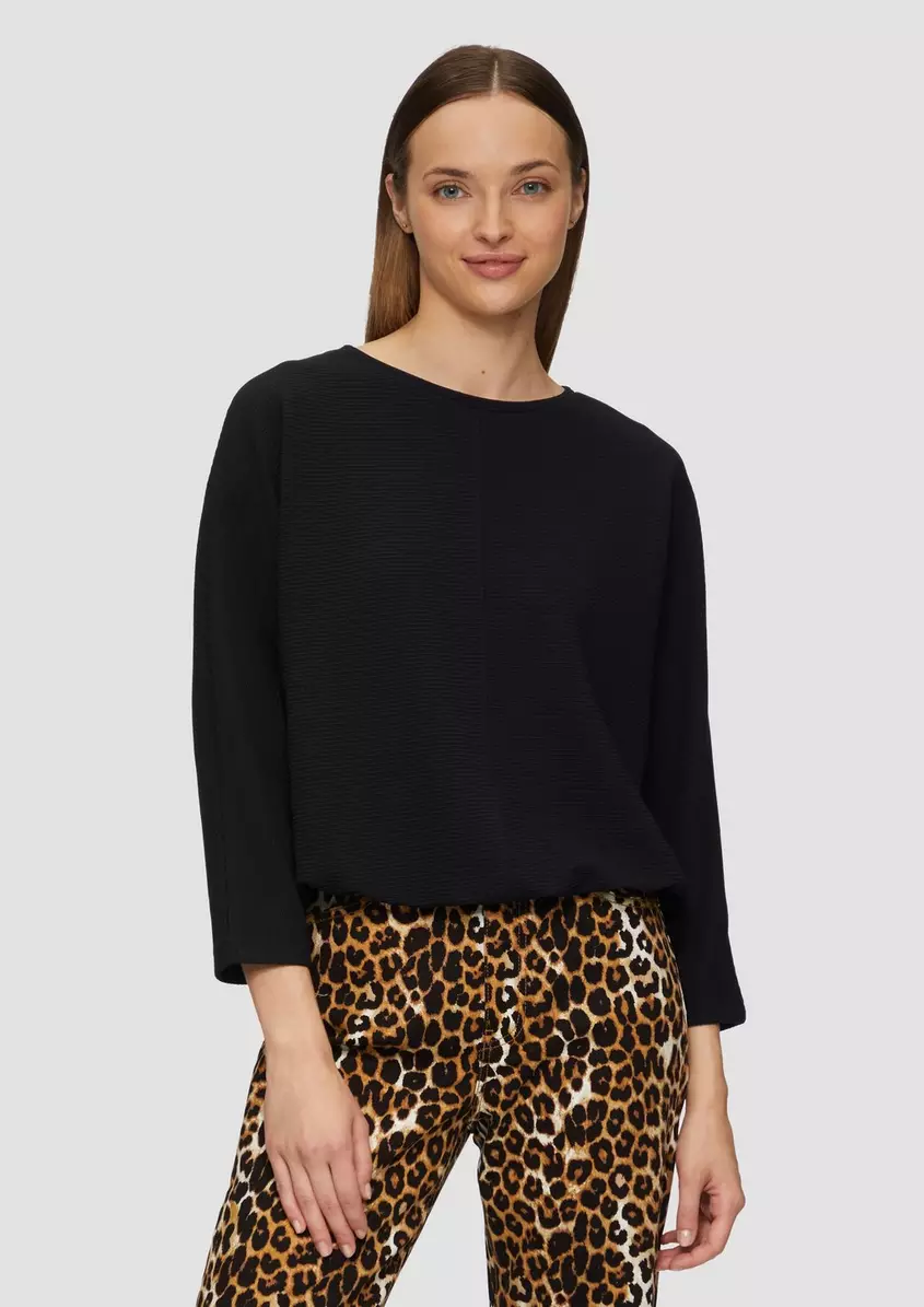 Strukturiertes Sweatshirt mit Fledermausarm im O-Shape