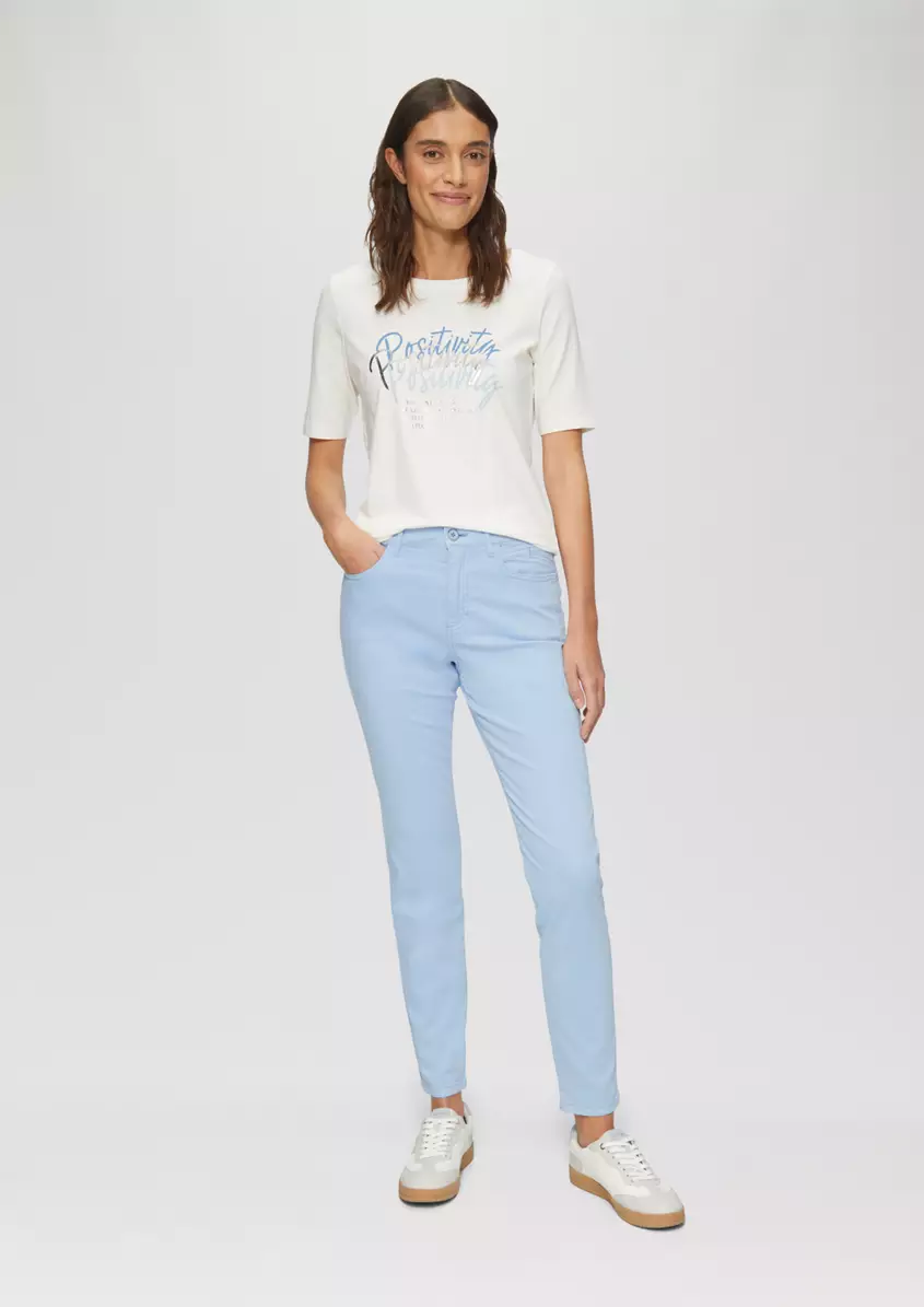 Gewaschene Hose im Slim Fit aus Baumwollsatin