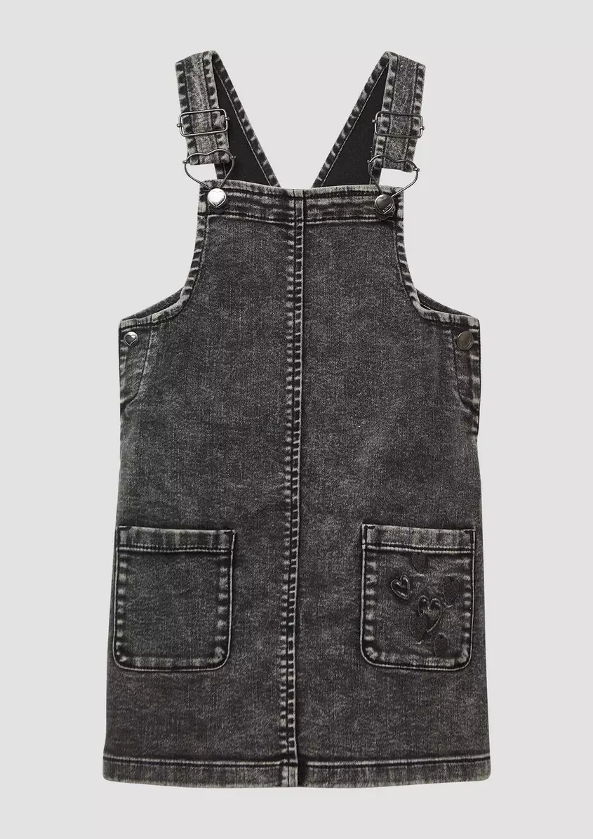 Latzrock aus Denim mit aufgesetzten Taschen