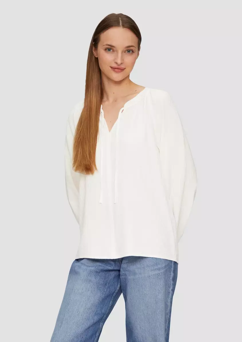 Strukturierte Bluse mit Raffdetails