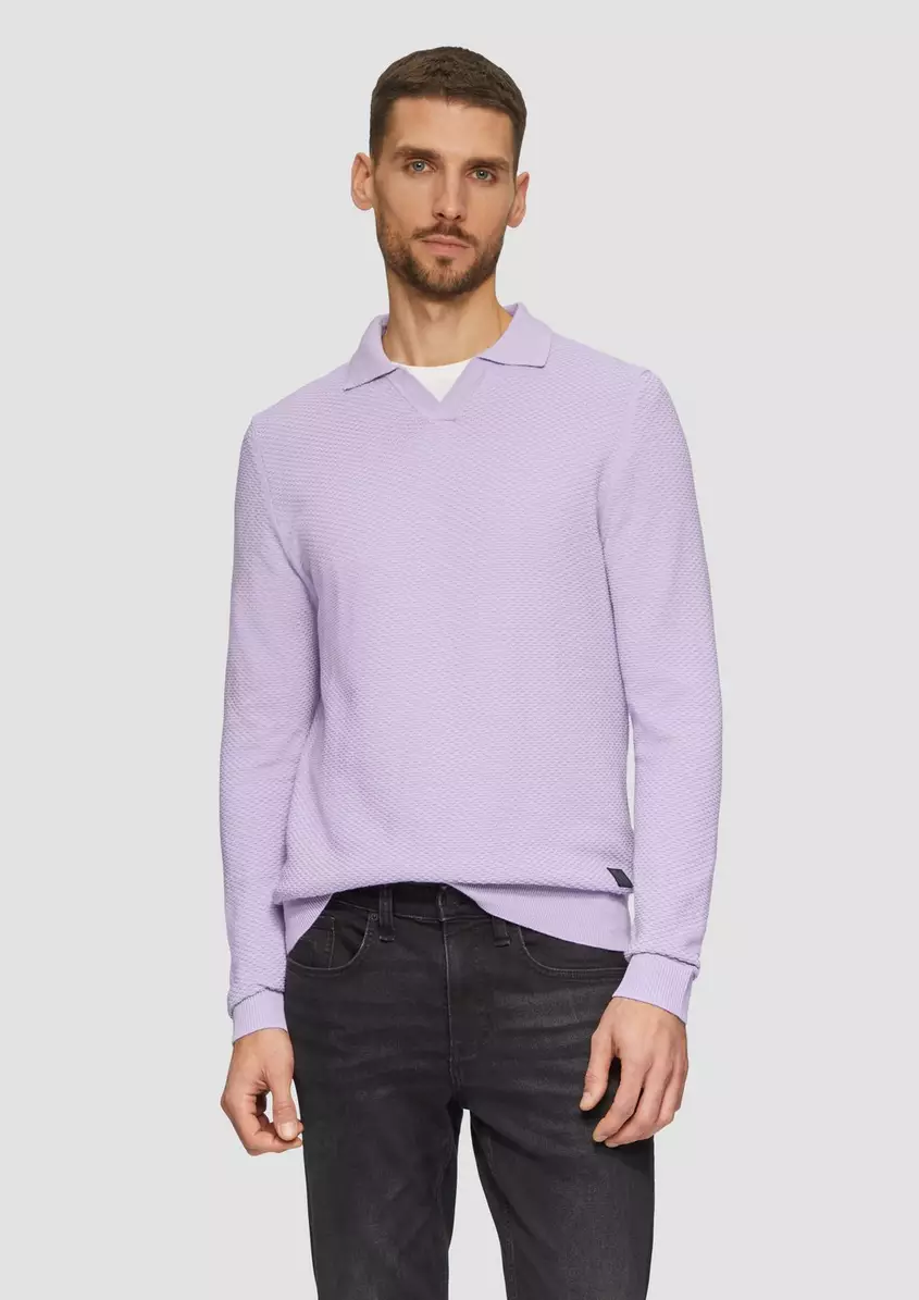 Strukturierter Strickpullover mit Polokragen
