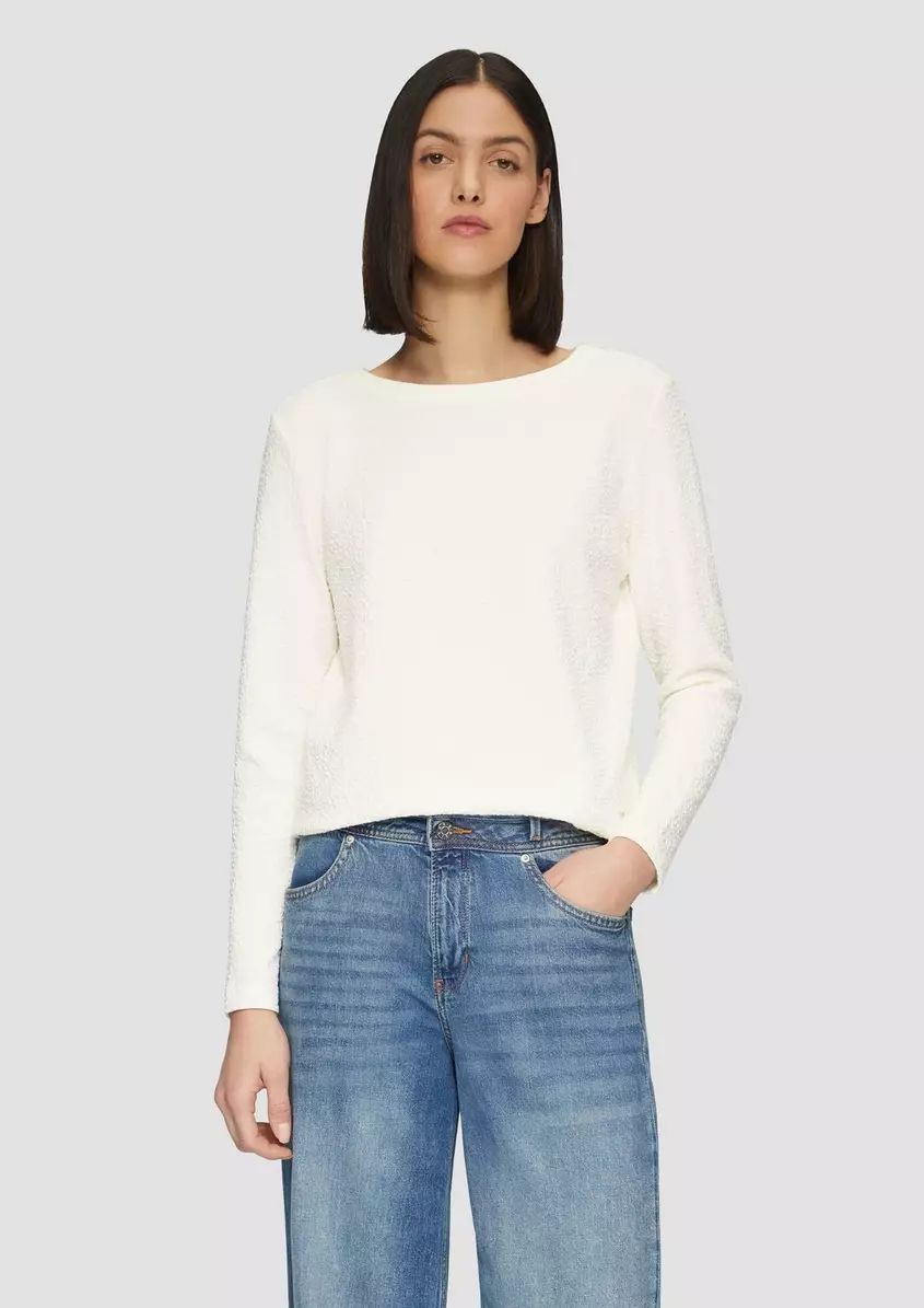 Strukturiertes Sweatshirt mit Rundhalsausschnitt