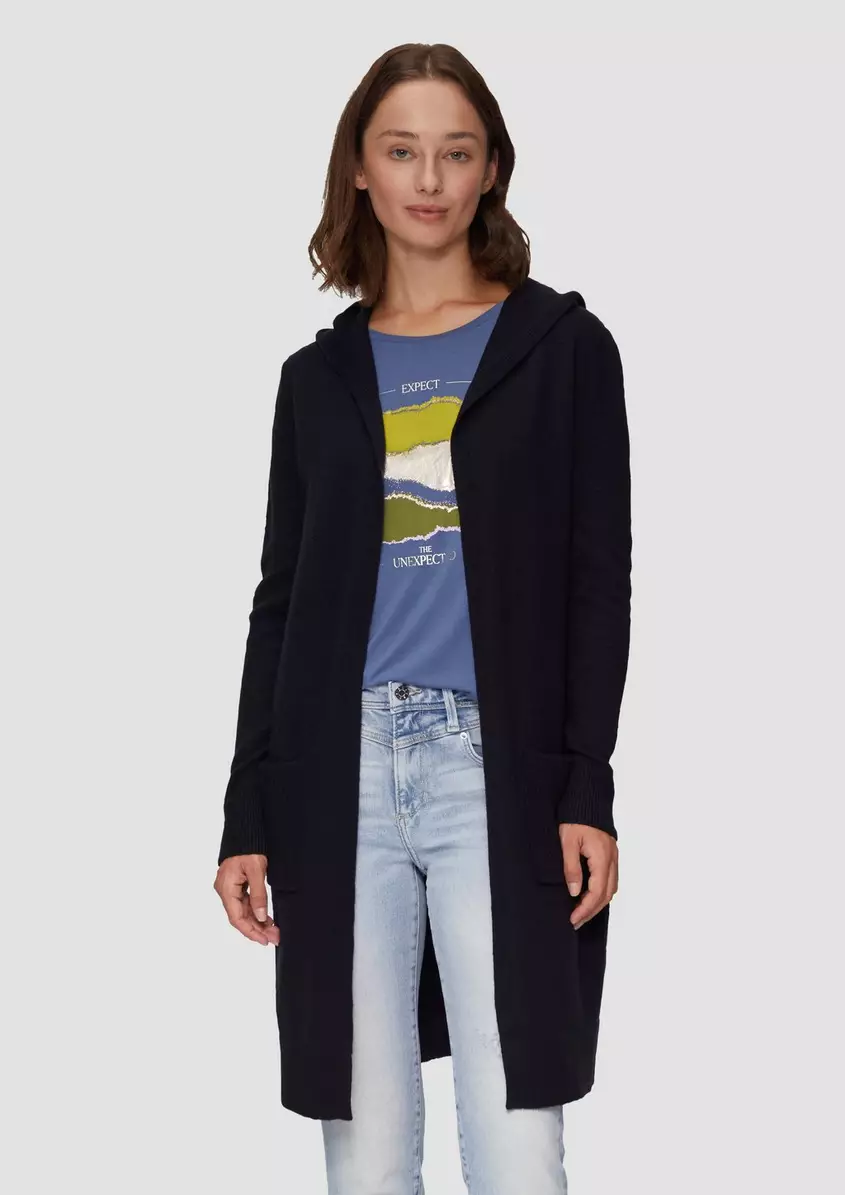 Long-Cardigan mit Kapuze