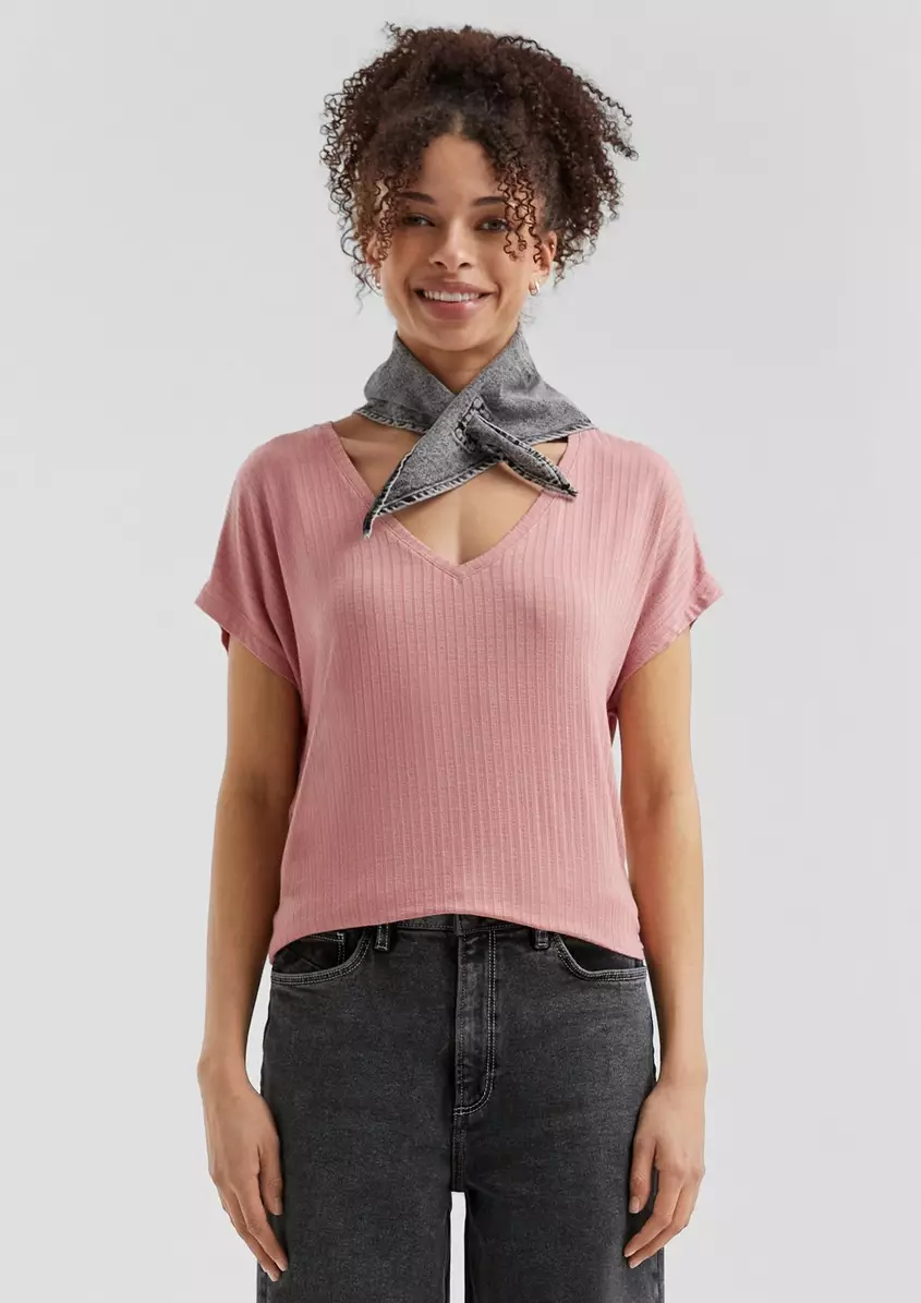 FlieÃendes Oversize-Shirt mit Rippstruktur