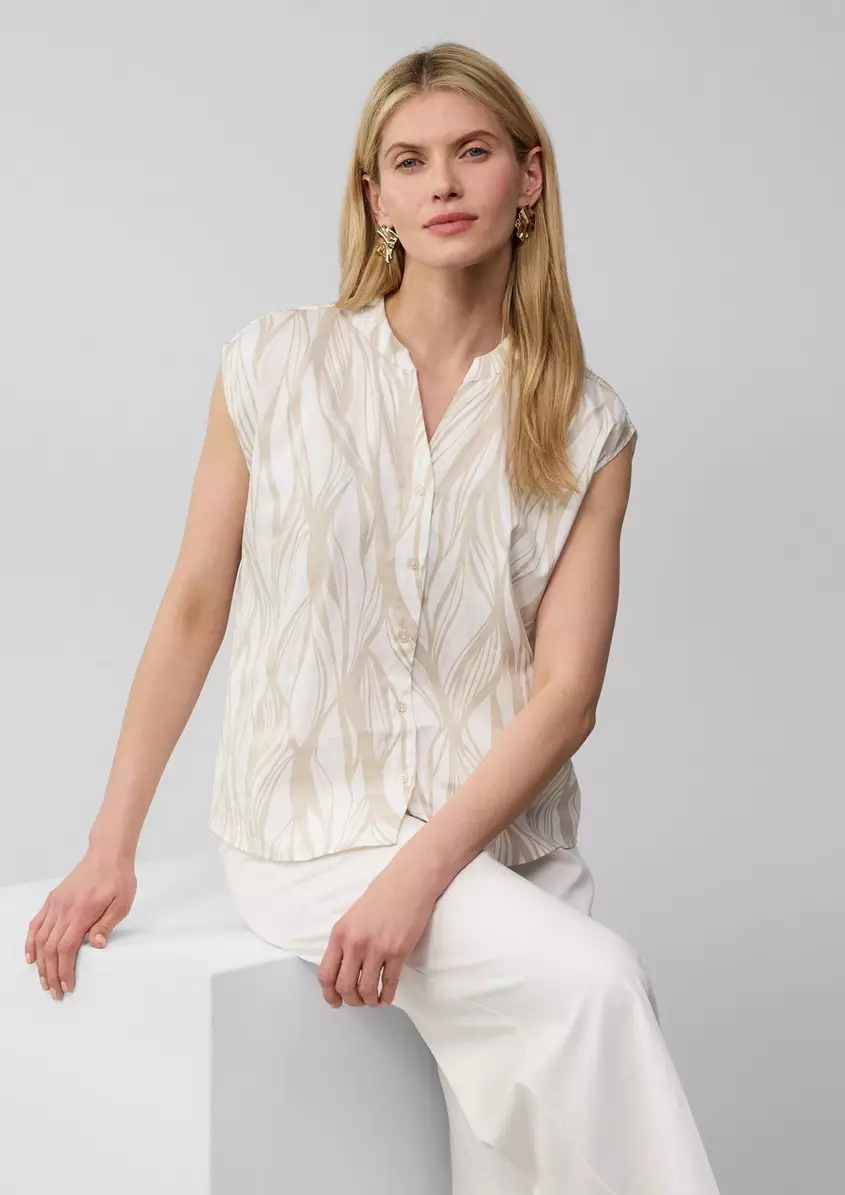 Ãrmellose Popeline-Bluse mit All-over-Print