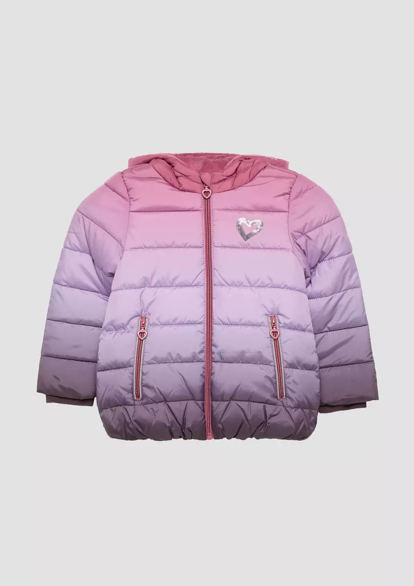 Steppjacke mit Pailletten-Applikation und Fleecefutter
