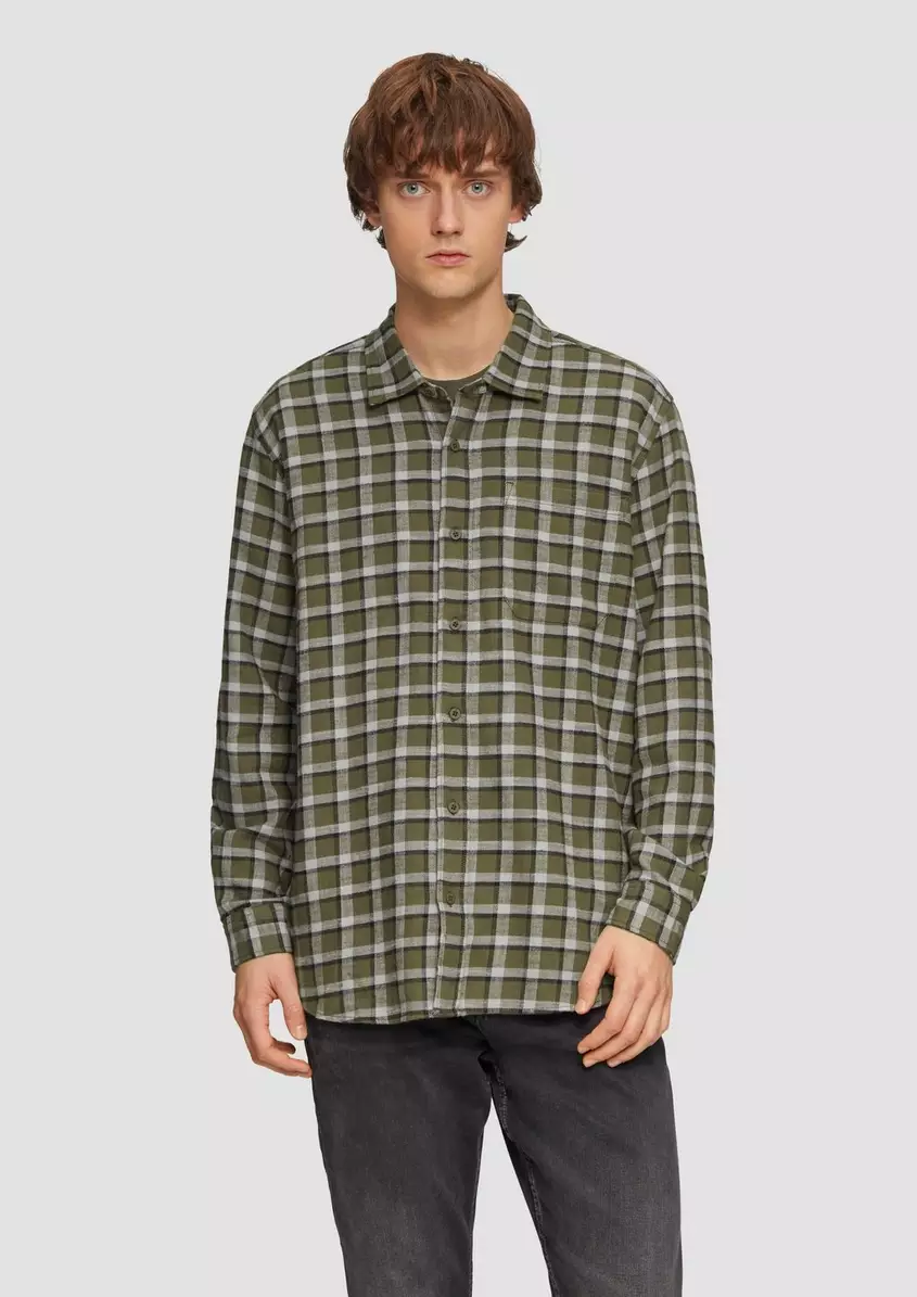Regular Fit: Flanellhemd mit aufgesetzter Tasche