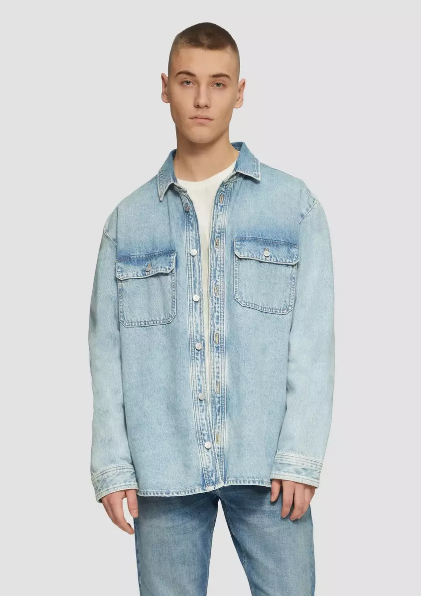 Denim-Overshirt mit aufgesetzten Brusttaschen