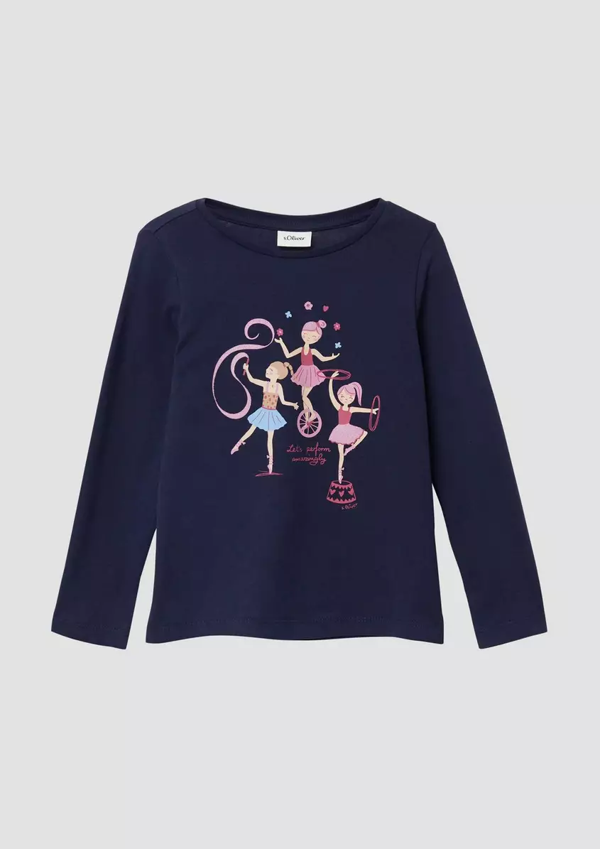 Longsleeve im Regular Fit mit Glitzerprint