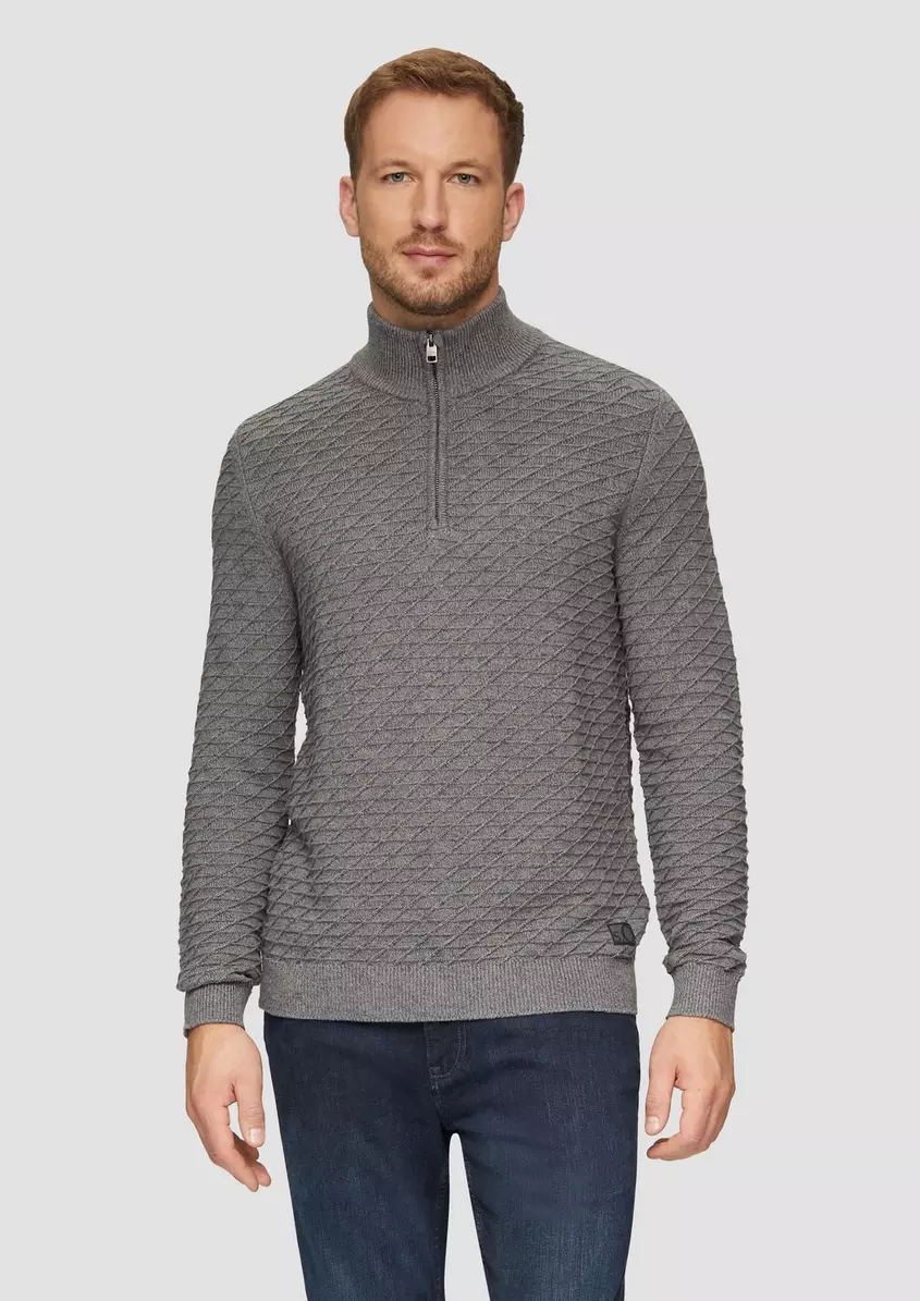 Strukturierter Pullover mit Half-Zip