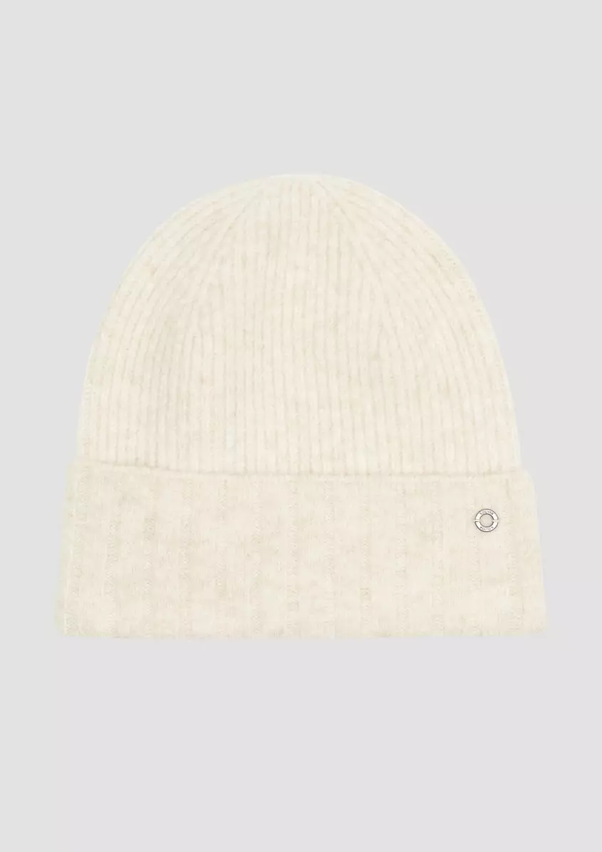 Strickbeanie aus Wollmix mit Logo-Detail