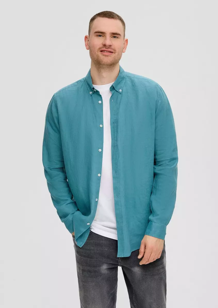 Leinenhemd mit Button-Down-Kragen